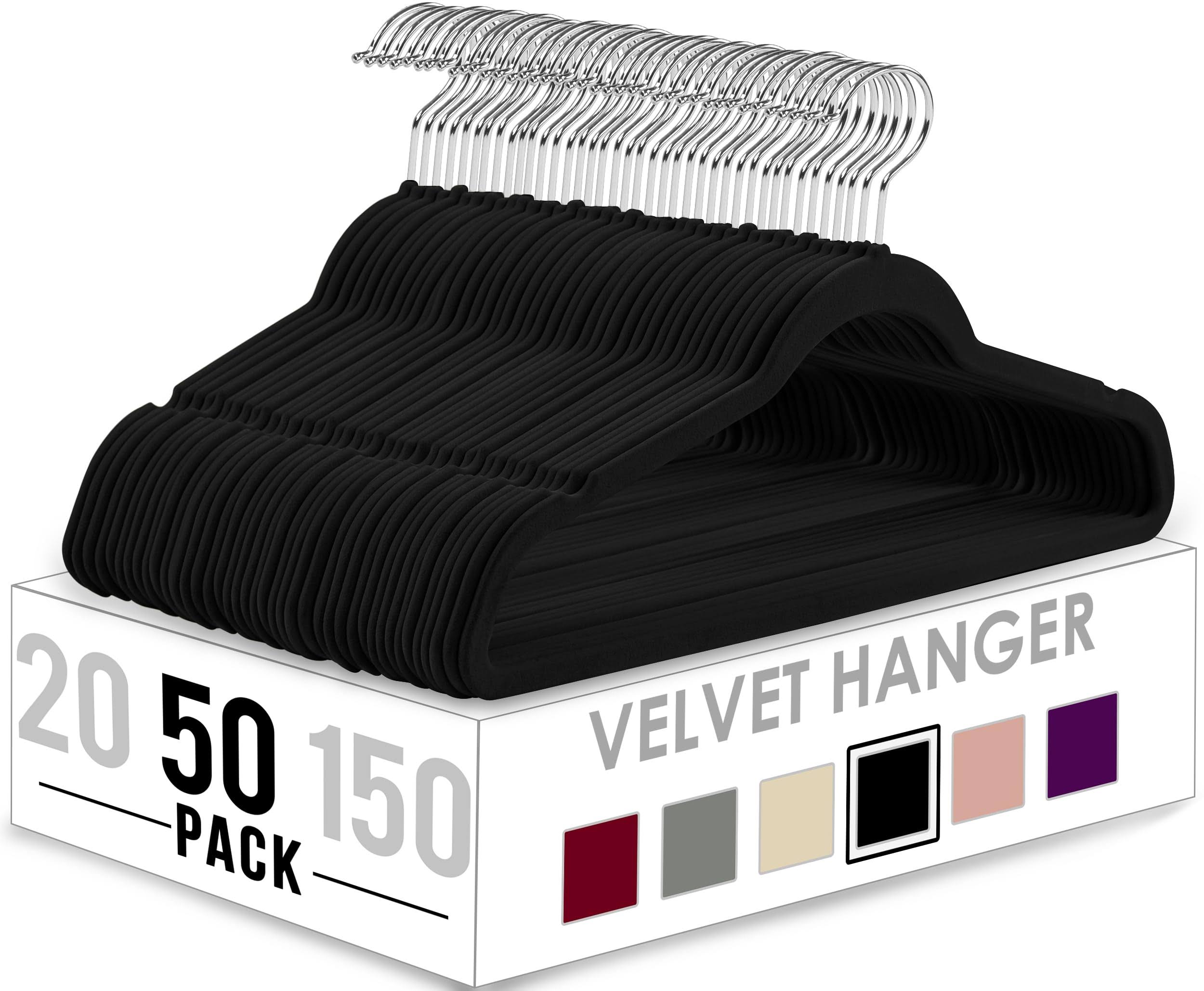 074491bced1d83f114faa8c7c090e0079e10e47f45ee6c40f1da0123cc073b6a.jpg Utopia Home Premium Velvet Hangers 50 Pack - Non-Slip Clothes Hangers - Black Hangers - Suit Hangers with 360 Degree Rotatable Hook - Heavy Duty - Image 1