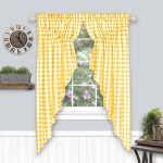 Buffalo Check Gathered Swag Window Curtain Pair, 72x63 Inches - Yellow