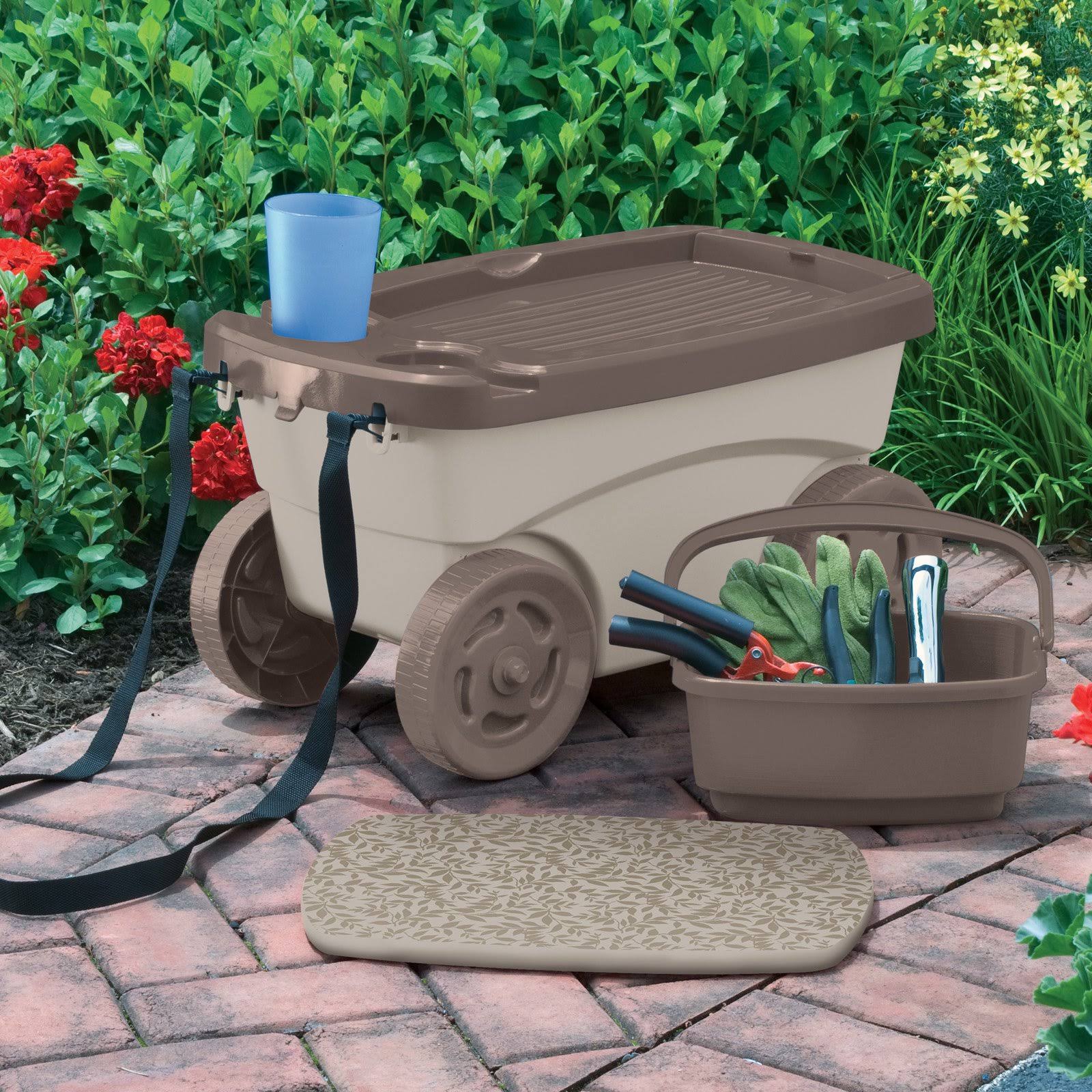 0752d112904cd4ca6163c965cd3b4a54f1defeb1a0560e3c92159380000e4a0e.jpg Portable Garden Scooter Rolling Storage Outdoor Gardening Seat Planting Cart - Image 1