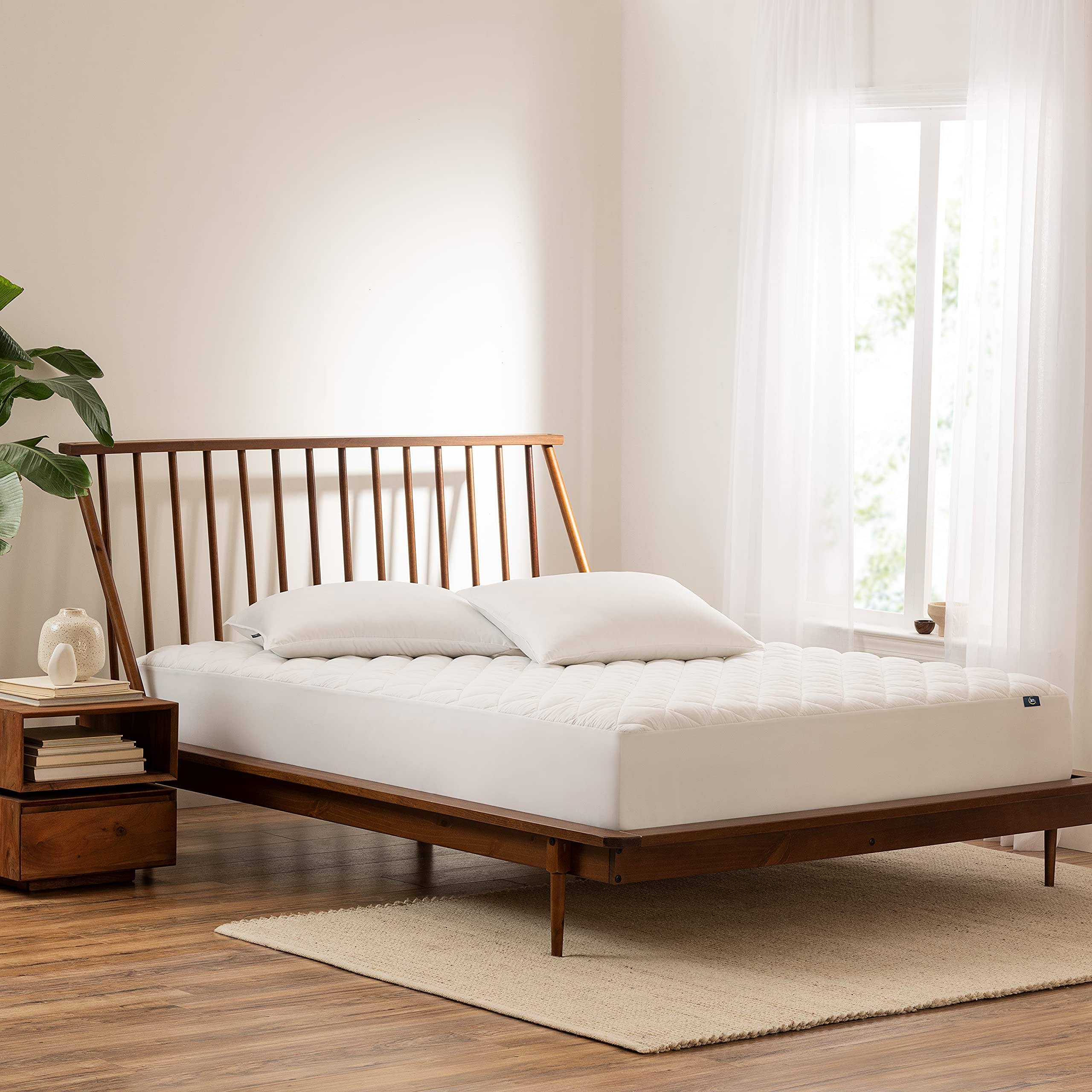 0754d9d10728bce6b34e84f5178419a6339f659c6c65c444089265453d2048b0-1.jpg Serta Simply Clean Triple Action Mattress Pad, King, White - Image 1