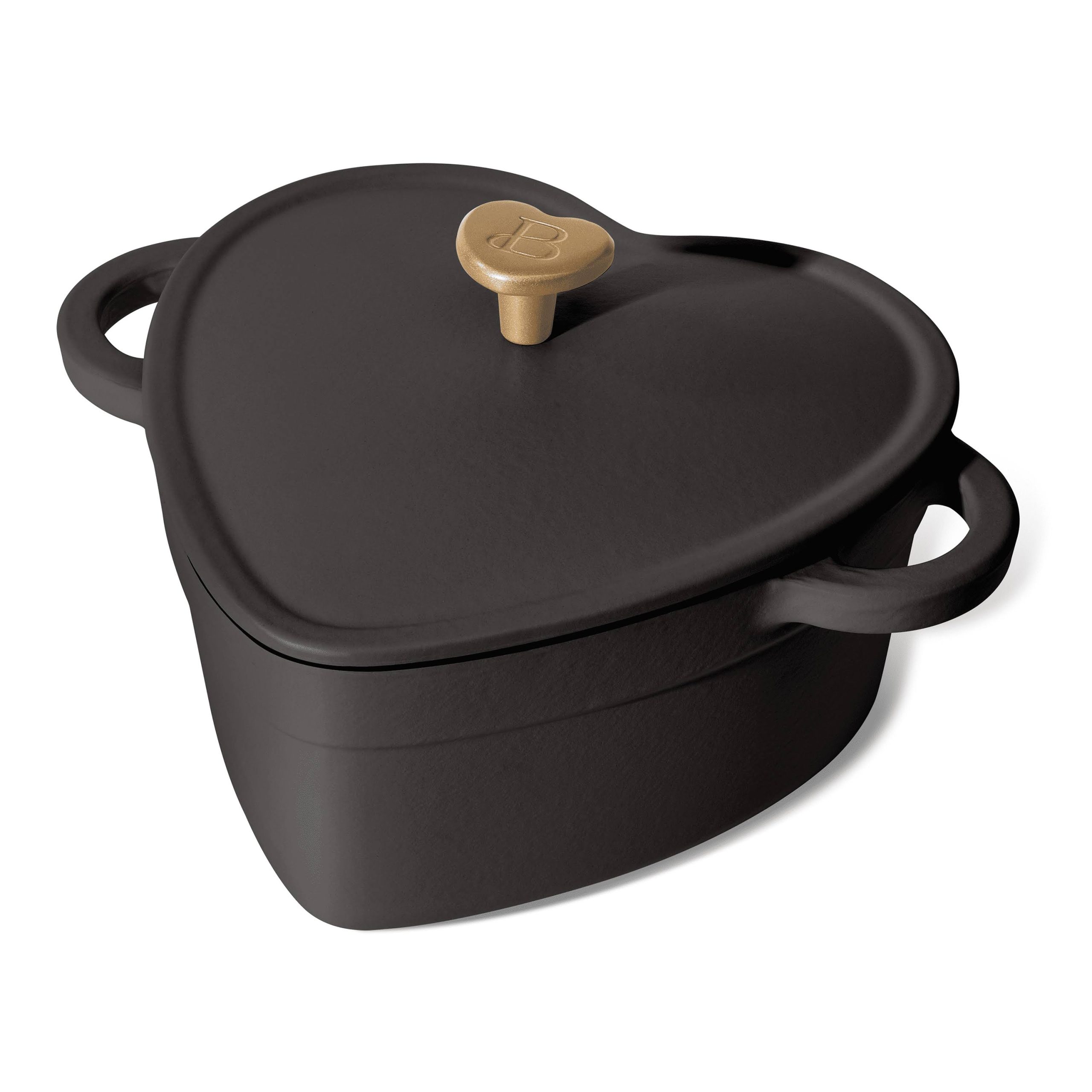 0757fad34085002a36361715ad3cd352d92ed7f4955be34c2a4f002462aa4a60.jpg Beautiful 2qt Cast Iron Heart Dutch Oven, Black Sesame by Drew Barrymore - Image 1