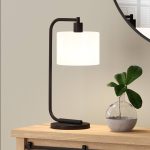 Dayla 20.5" Arched Table Lamp George Oliver Base Color: Black, Shade Color: White