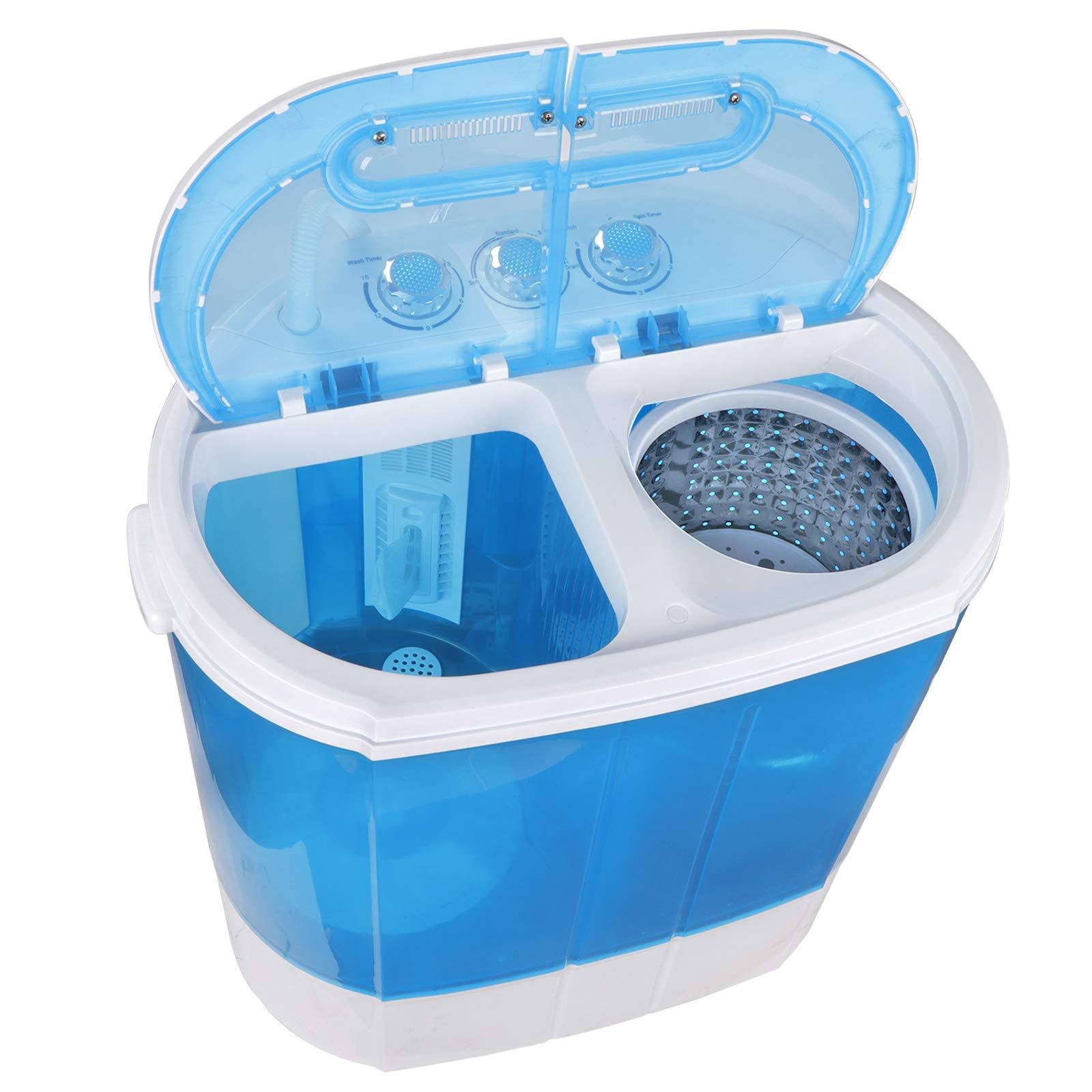 0775194521c010912d72c9d1efd031efd6b56778b8d36b1fea139ce476424e2b.jpg Zenstyle Portable Washer Compact Twin Tub 9.9 lb Mini Top Load Washing Machine Washer/Spinner w/ 6.57 ft Inlet Hose - Image 1