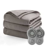 Sunbeam Grey Fleece Electric Heated Blanket Queen size, 90 inch x 84 inch
