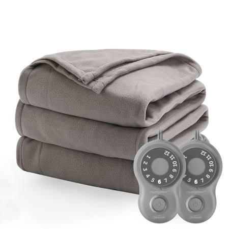 07777bffa41377c372e980ebf54c239cf14f92d8ebe960e1ca0435b61fb60cfa.jpg Sunbeam Grey Fleece Electric Heated Blanket Queen size, 90 inch x 84 inch - Image 1