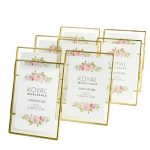 Koyal Wholesale Pressed Glass Floating Photo Frames 5 x 7 Frame Gold 8-Pack with Stands Use Horizontal or Vertical