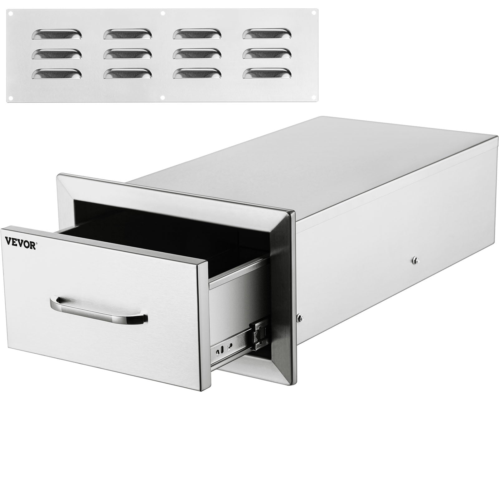 07a1efc85925f6c644445700d2a5de6c83f6436ecff9f6de8cfcf5c651439b7d.jpg 14x8.5 inch Outdoor Kitchen Drawers Stainless Steel. Flush Mount Double Drawers.14Wx8.5Hx23D inch. with Stainless Steel Handle. BBQ Drawers for Outdoor or BBQ Island - Image 1