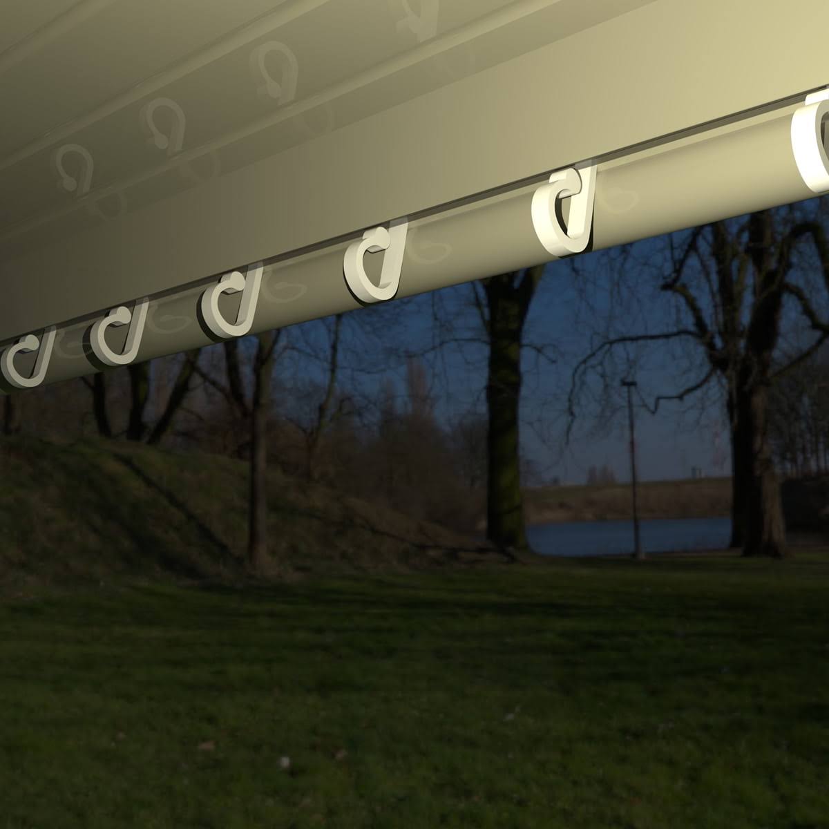 07ab0d0891e2faf9ca1284ae808cb4f15d186a842e449a1403919ac8b3c5d844.jpg Auto Drive Translucent & Durable RV Awning Hooks 10 Pack for String Lights, Size: 0.6 inch x 0.4 inch x 1.2 inch - Image 1