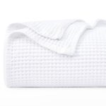 PHF Waffle Weave Blanket 100% Cotton Twin Size White