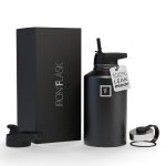 Iron Flask Wide Mouth Water Bottle with Straw Lid Black2 64 oz