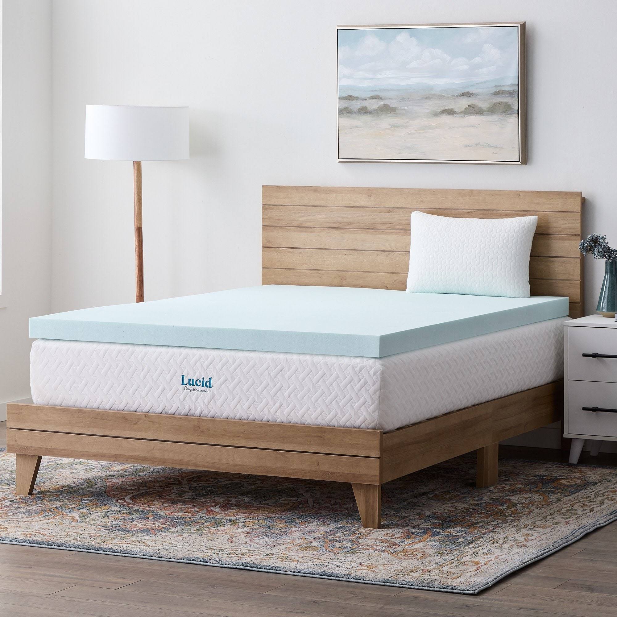 07f43774cbb35779d55d74d996e1576866e2b371f8793a01a88993250b7c2bec.jpg Lucid 3" Gel Memory Foam Mattress Topper, Full XL - Image 1