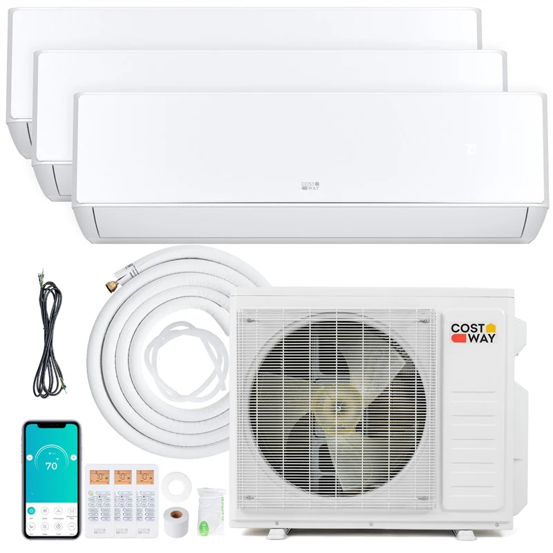 07fb1ad35457a706f1c6b568d3c66ab56b2420a69c9e0894e74ef26c18dd5ec2.webp X-Pro 27000 BTU 3-Zone Mini Split Air Conditioner, 24 SEER2 WiFi Enabled Energy Star Inverter Ductless AC & Heat Pump System w/ Line Set - Image 1