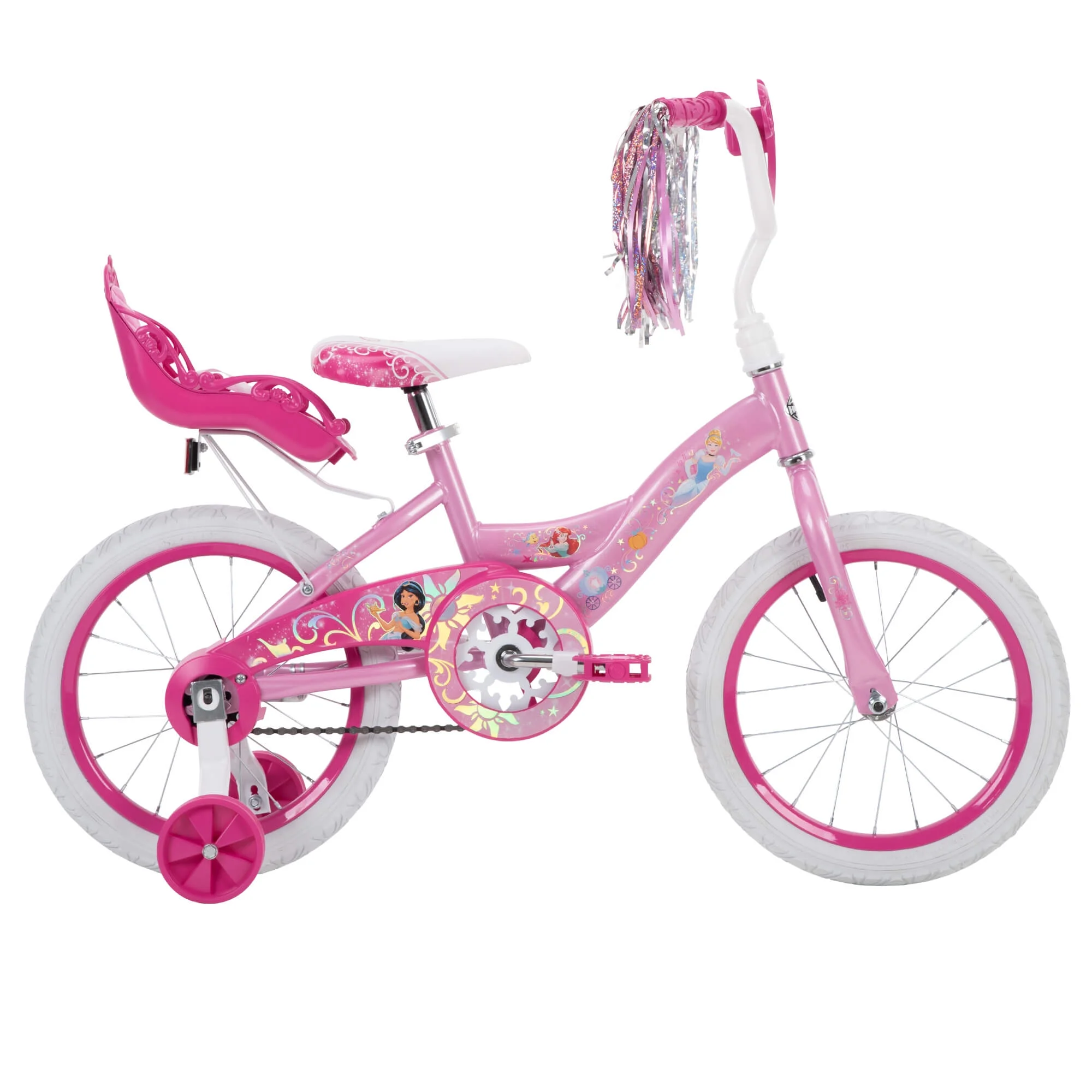 0821ee54134dfd42901212ee713784245a4a6a557079627862d4b73750f9c9f8.webp Princess Girls' 16" Sidewalk Bike with Training - Wheels by Huffy, Pink - Image 1