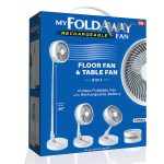 My Foldaway Rechargeable Fan, All in 1 Folding Fan for Bedroom/Desk and More, Portable Travel Fan Fits in Suitcase, 10 Hour Battery Life, Quiet