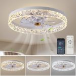 2024 Upgraded Caxsrfyk Ceiling Fan 3098 White Ceiling Fans with Lights App & Remote Control, 6 Wind Speeds Modern Ceiling Fan, Timing & 3 LED Color