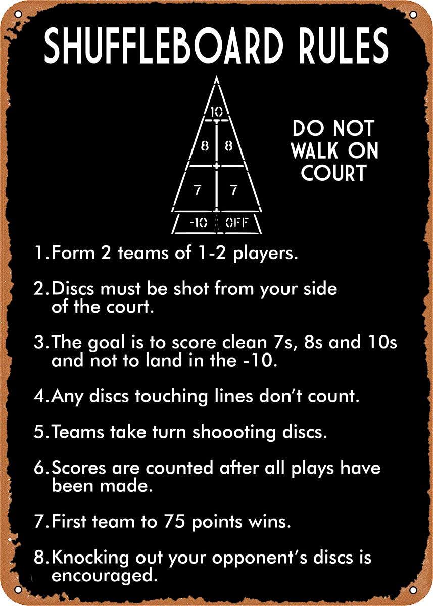 084814d3c9b4860ba4b03abde9000fa4ca74c96a0815dfd33f583021b66011b1.jpg Shuffleboard Black New Metal Signage Wall Rules in Real LifeInteresting Rules Signs for Indoor and Outdoor 8�G12 Inches - Image 1