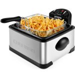 Chefman 4.5 Liter Deep Fryer with Basket Strainer, XL Jumbo size, Adjustable Temperature and Timer, Size: Large, Black