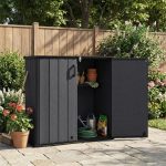 175 Gallon Outdoor Storage Shed, All-Weather Resin Patio Storage Box with Floor, Lockable Door & Removable Shelf, Waterproof Garden Tool Shed