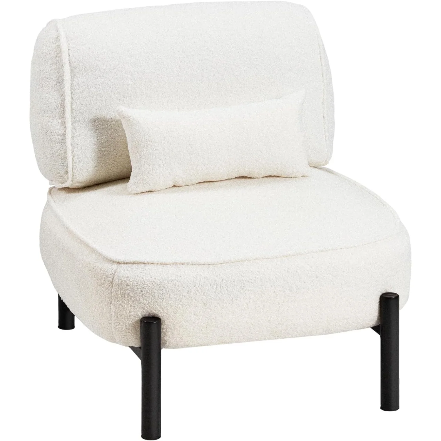 086f873847ef0557dac3127ce74f25bb108a73db6e003c68c596ca6dc43dbc4f.webp AECOJOY Mid Century Modern Accent Chair, Extra Large Teddy Upholstered Lounge Chair with Pillow - Image 1