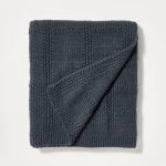Grid Knit Throw Blanket Navy Blue - Threshold Designed with Studio McGee