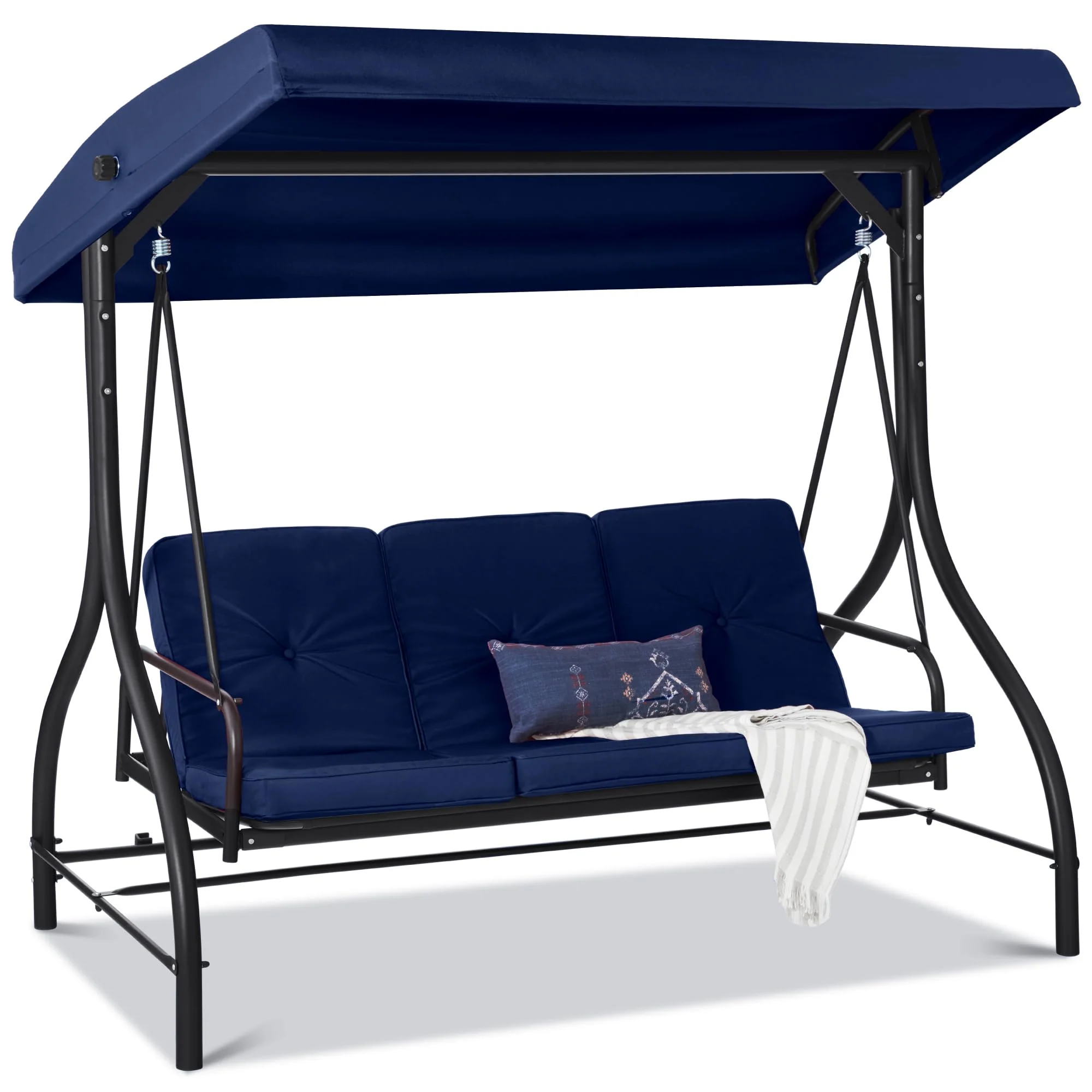 0896381e8e9df4da8165195dda3871173ab345996d3989a272d851ac8f6e1ef1.webp 3-Seat Outdoor Large Converting Canopy Swing Glider - Image 1