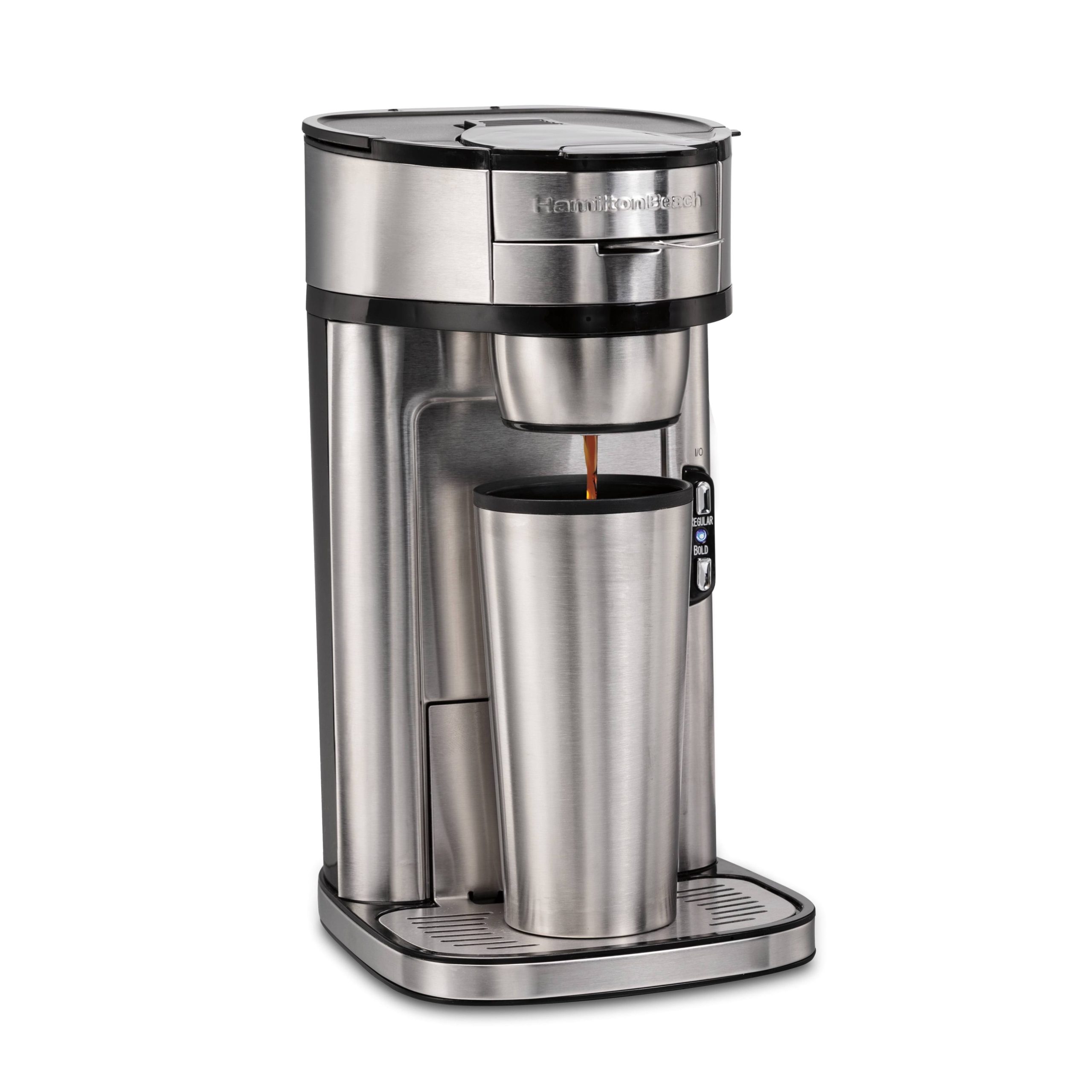 08bd5106a705037262dc85a767c32d688876c5a307897cd93ffa41e1ff305e00.jpg Hamilton Beach The Scoop Single-Serve Coffee Maker 14 oz. Stainless Steel Model 47550 - Image 1