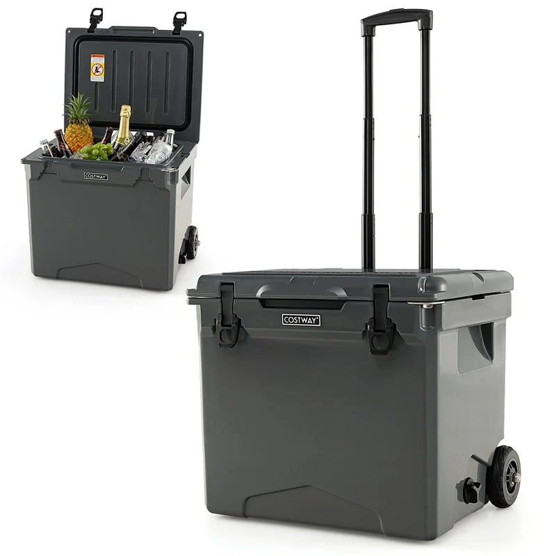 08da3e827ef064107560c3f28f20e5e0462cfe1298f9eff8802be663b1424ca8.webp 42 Qt Roto Molded Cooler with Wheels & Handle, Large Insulated Ice Chest 5-7 Days Retention, Heavy-Duty Hard Cooler for Beach Picnic Camping Boat - Image 1