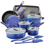 Rachael Ray Hard Porcelain Enamel Nonstick 14-Piece Cookware Set, Blue