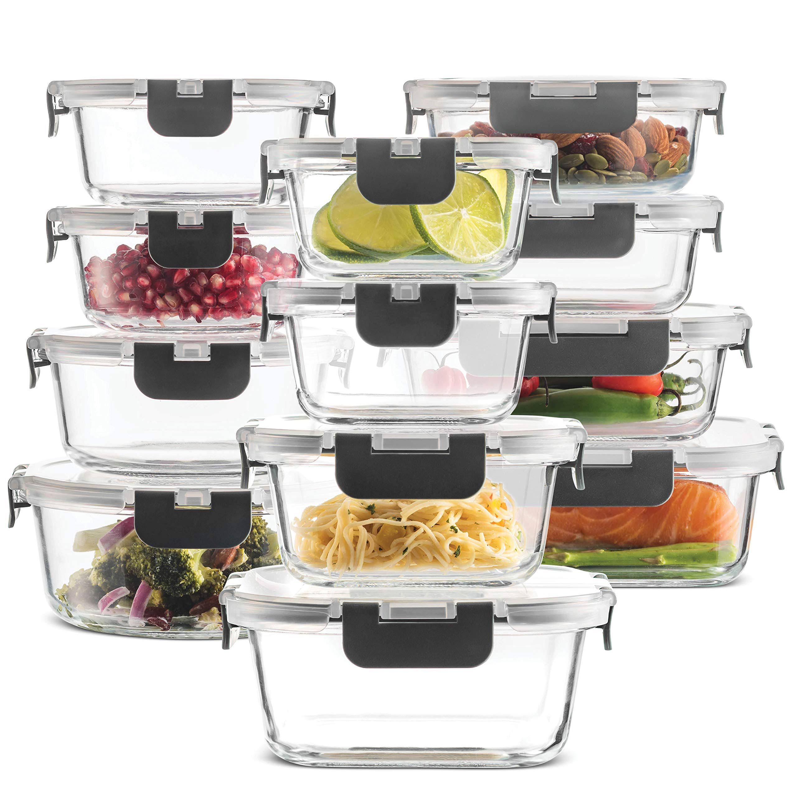 090c5ac1cf340fc815cf5153d604ac045debcf266c89ed181dd10f6cc2065c9d.jpg 24 - Piece Superior Glass Food Storage Containers Set - Newly Innovated Hinged BPA - Free Locking Lids - Image 1