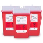 Sharps Container for Home Use and Professional 1 Quart (3-Pack) by Alcedo | Biohazard Needle and Syringe Disposal | Small Portable Container for