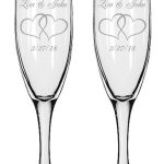 Gifts Infinity Engraved Wedding Interlock Hearts Champagne Flutes Set of 2 Personalized Toasting Glasses (Interlock Heart)