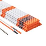 VEVOR Driveway Markers, 100pcs 48 inch, 0.31 inch Diameter, Orange Fiberglass Poles Snow Stakes with Reflective Tape, 12" Steel Drill Bit &
