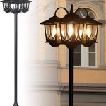 PASAMIC Outdoor Solar Lamp Post Lights, Solar Floor Lamps Outdoor Lights,3-Head Waterproof Solar Powerd Lights for Garden,Lawn,Pathway,Yard,Front/Back