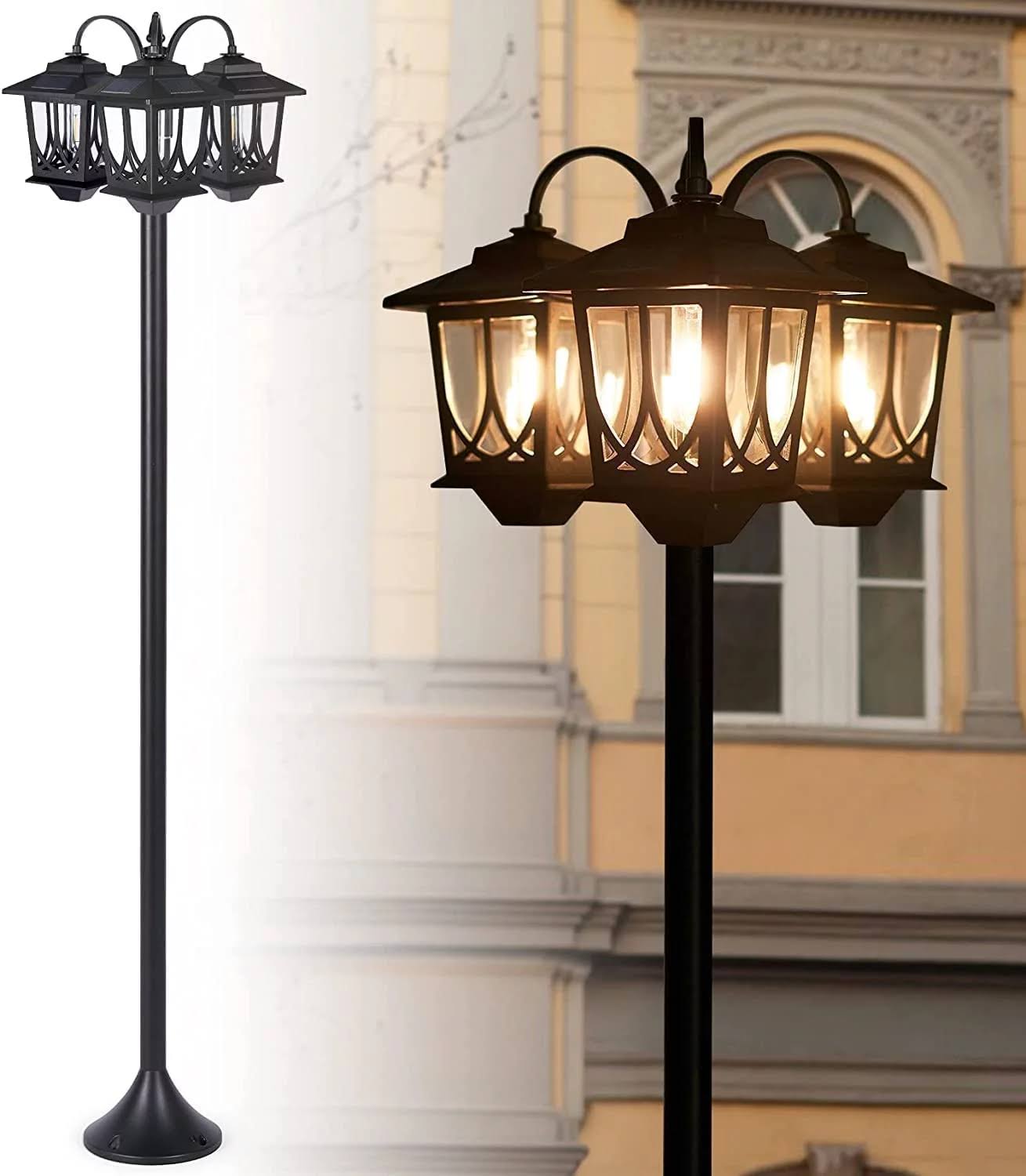 0975d1feebe00bc5aed8d0bcd0e72f2f02ddd0736a1d414b21c3a0b242766f44.jpg PASAMIC Outdoor Solar Lamp Post Lights, Solar Floor Lamps Outdoor Lights,3-Head Waterproof Solar Powerd Lights for Garden,Lawn,Pathway,Yard,Front/Back - Image 1