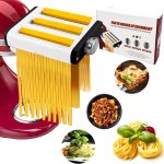 Pasta Maker Attachment for All KitchenAid Mixers, Noodle Ravioli Kitchen Aid Mixer Accessories 3 in 1 Including Dough Roller Spaghetti Cutter