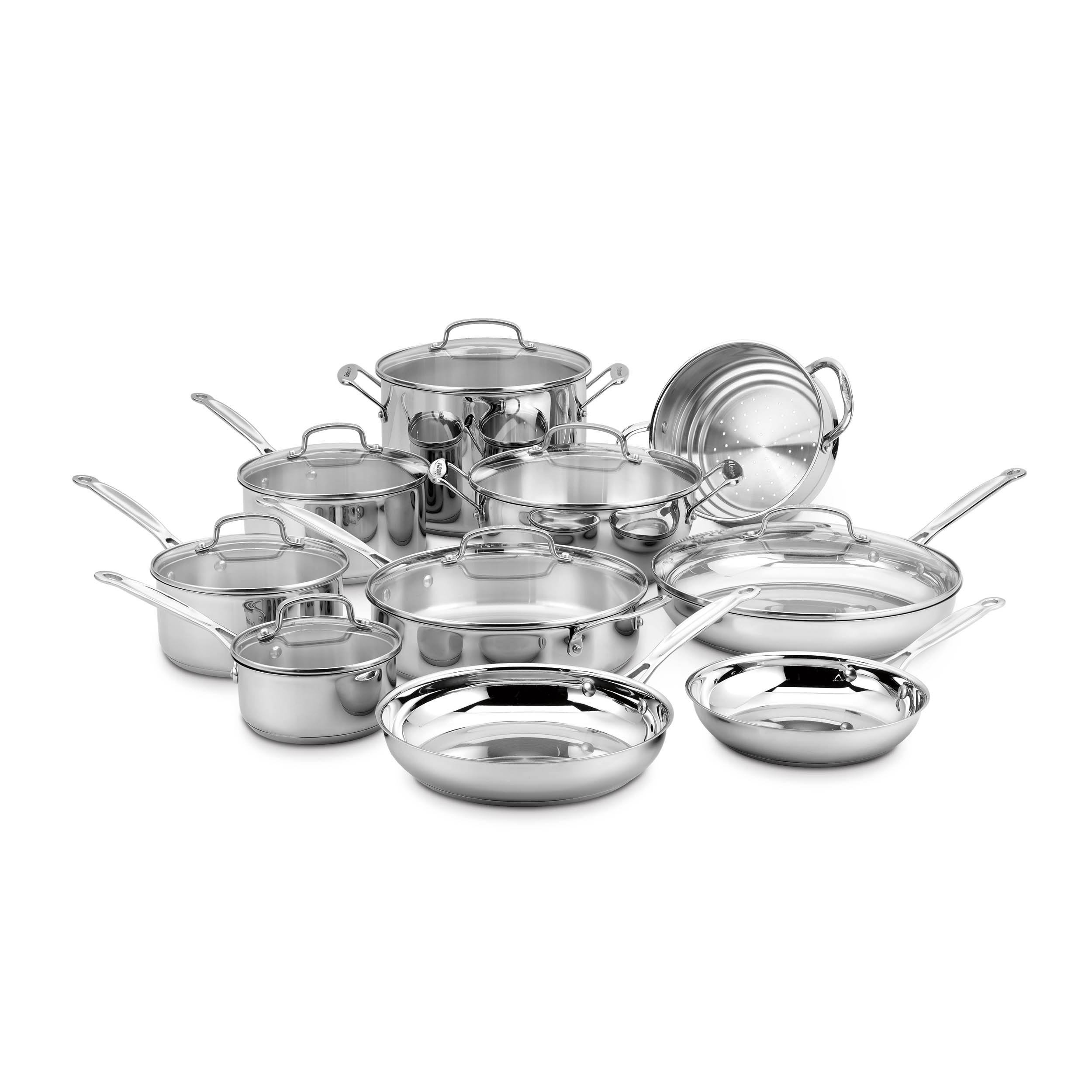 09b9c71b76af577a5f434cee1007b5cc29d8eec15f7e9e397e572e52661de801.jpg Cuisinart 17-Piece Chefs Classic Stainless Steel Cookware Set - Image 1