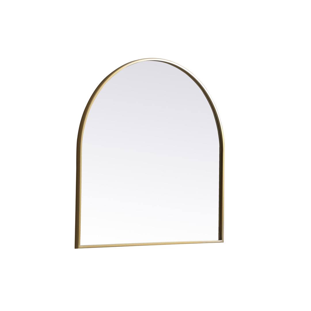 09d6d6ae2d76fea9acd472a25d94b35bea78071b8d677b2261f80aff4f6aad8c.jpg Savina Arch Metal Wall Mirror Finish: Brass, Size: 30" x 30" - Image 1