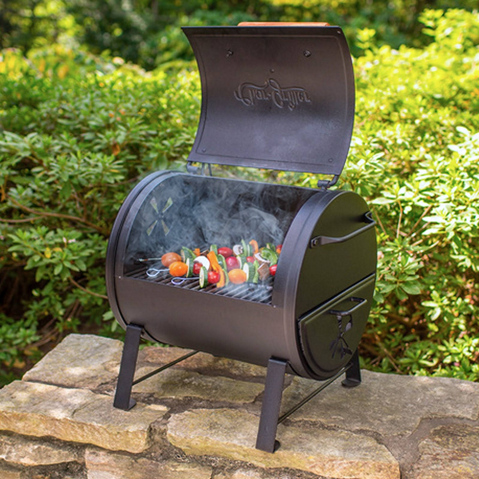 09d6d8d0e5ab2b5501a3618585d2f6e7c1f122c17ca696fea263490fbf91e5eb.jpg Char-Griller Table Top Charcoal Grill and Side Fire Box, Black - Image 1