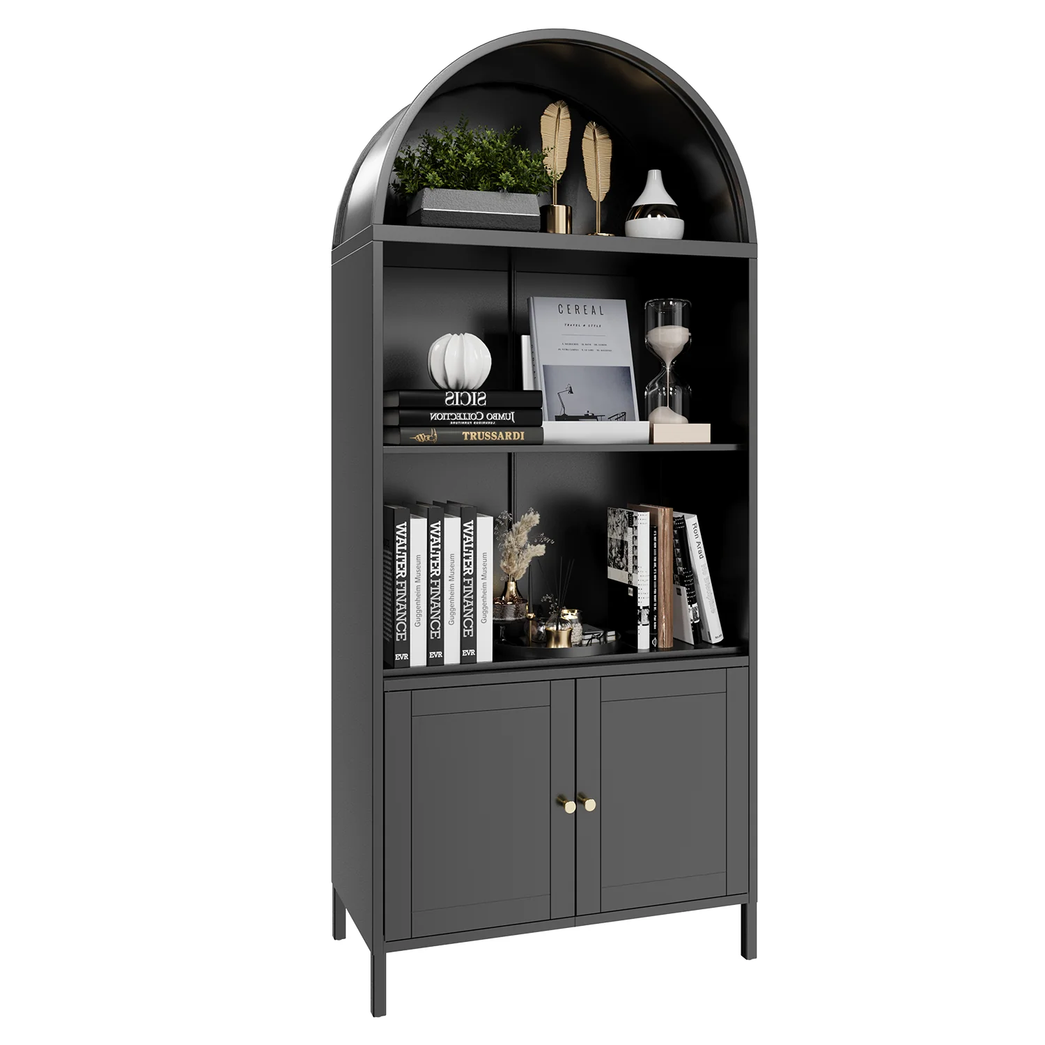 09dde82902dc851416e5f86d8bd350f2edc914b099f36635d672e07d24b8d058.webp AECOJOY 73'' Arched Cabinet, Metal Kitchen Pantry with Adjustable Shelves, Modern Arched Storage Bookcase Display Cabinet - Image 1