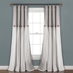 Lush Decor Linen Button Window Curtain Panel - 84", Single, Gray/White