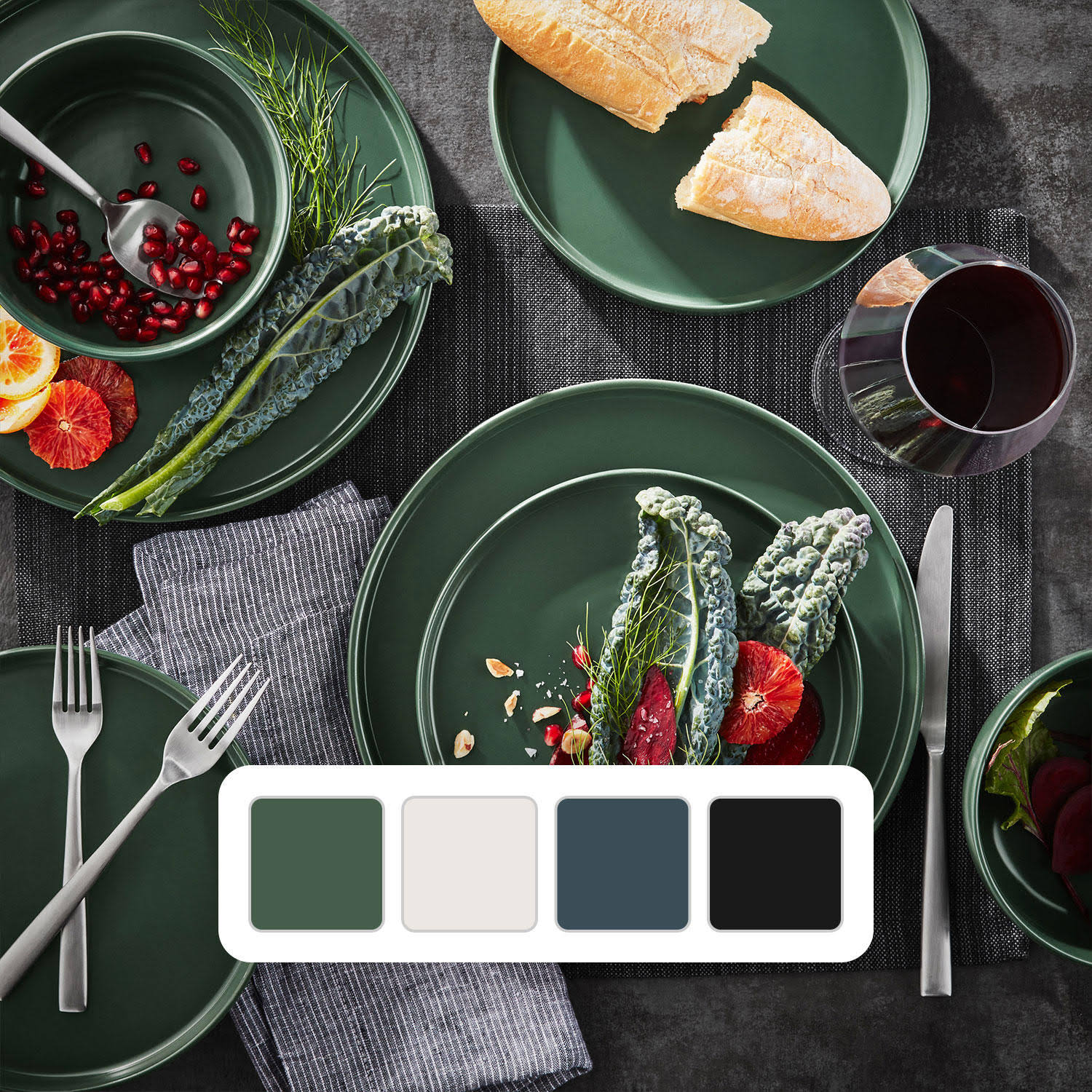 0a003be7550d2cc66045d2ad1eae2d5977bc581e7bb832987942dba95dcbb0fe.jpg 24pc Dinnerware Set Member's Mark (Green) - Image 1