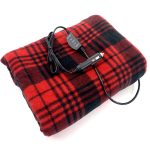 Treksafe Automotive 12V Heated Travel Blanket Black & White Fleece
