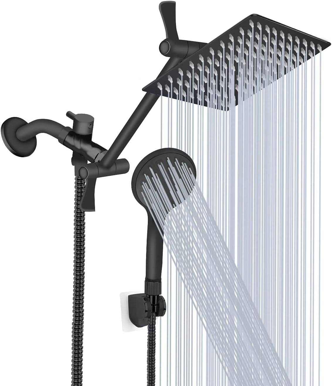 0a1279adc5f74abd849222b96c16748054e1dff39ea1b17dbdef883956213b37.jpg Tudoccy Shower Head, 8��' High Pressure Rainfall Shower Head/Handheld Shower Combo with 11'' Extension Arm, 9 Settings Adjustable Anti-leak Shower Head - Image 1