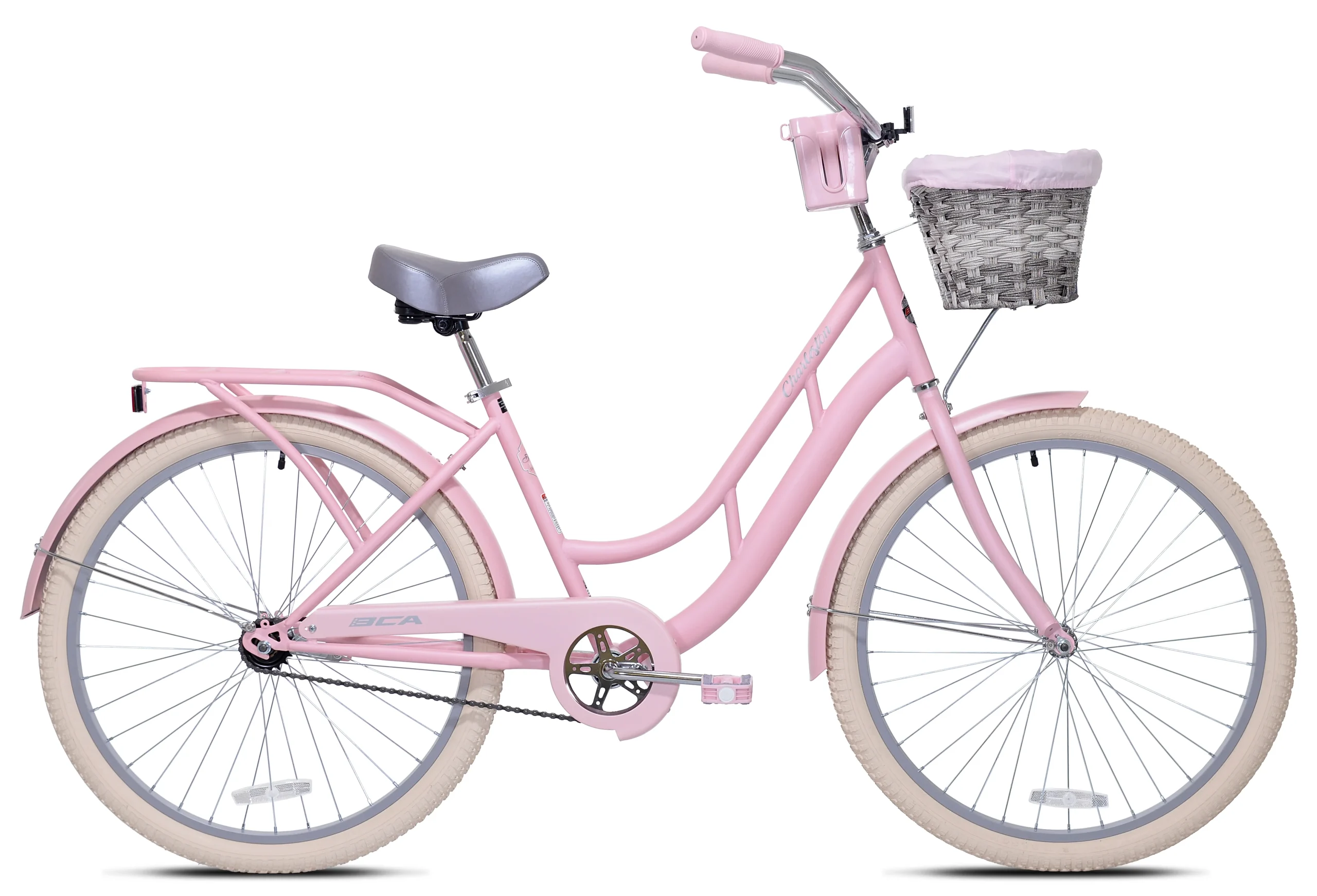 0a13c366f35f8b755ee7e4e068e11f858b2a75a9790fd0eaa72725193c4fde74.webp 26 In. Charleston Ladies Cruiser Bike, Pink - Image 1