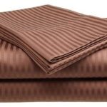 Crystal Trading 4-Piece Bed Sheet Set - Dobby Stripe - 100% Cotton Sateen - 400 Thread Count (Coffee, Queen)