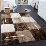 Paco Home Modern Designer Area Rug Checkered with Contour Cut - 2'8" x 9'10" - Brown-Beige