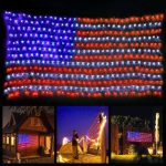 420 LED American Advanced Flag String Lights Waterproof LED Flag Net Light of The United States for Yard Garden Decoration Festival Holiday Party
