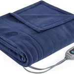 Beautyrest Fleece Electric Blanket Heated Throw Wrap Super Soft Hypoallergenic with Auto Shutoff-3-Setting Controller, 50 x 60 in, Navy