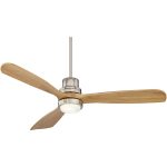 52" Casa Vieja Delta-Wing DC Modern 3 Blade Indoor Ceiling Fan with LED Light Remote Control Brushed Nickel Natural Solid Wood for Living Room
