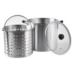 IMUSA 32-Quart Steamer with 21-Quart Basket with Glass Lid and Cool-Touch Handles